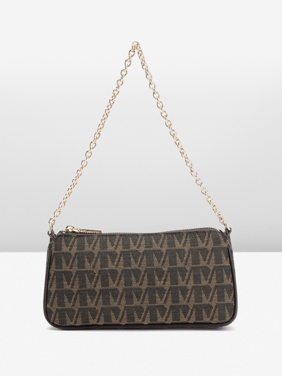 

MANGO Structured Self Design Shoulder Bag, Brown