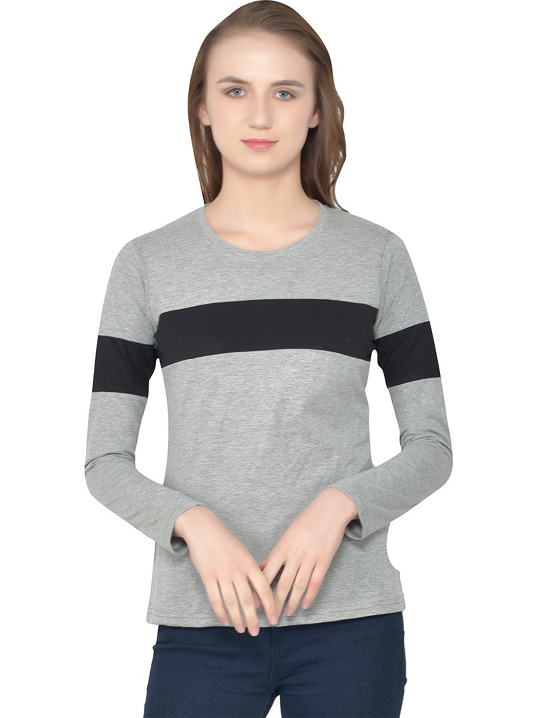 

BEYOU FASHION Women Striped Cut Outs Slim Fit T-shirt, Black