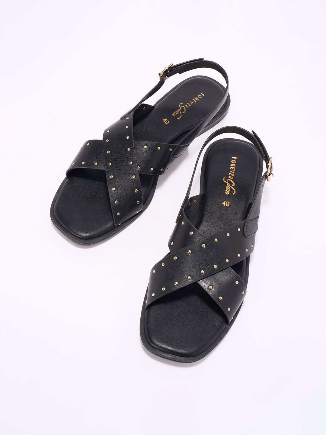 

Forever Glam by Pantaloons Women Printed Open Toe Flats, Black