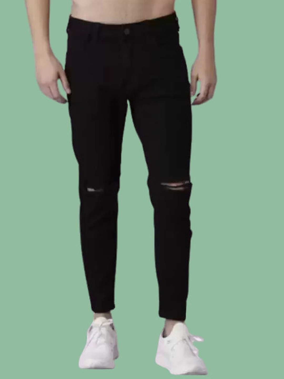 

COMFITS Men Classic Slash Knee Stretchable Jeans, Black