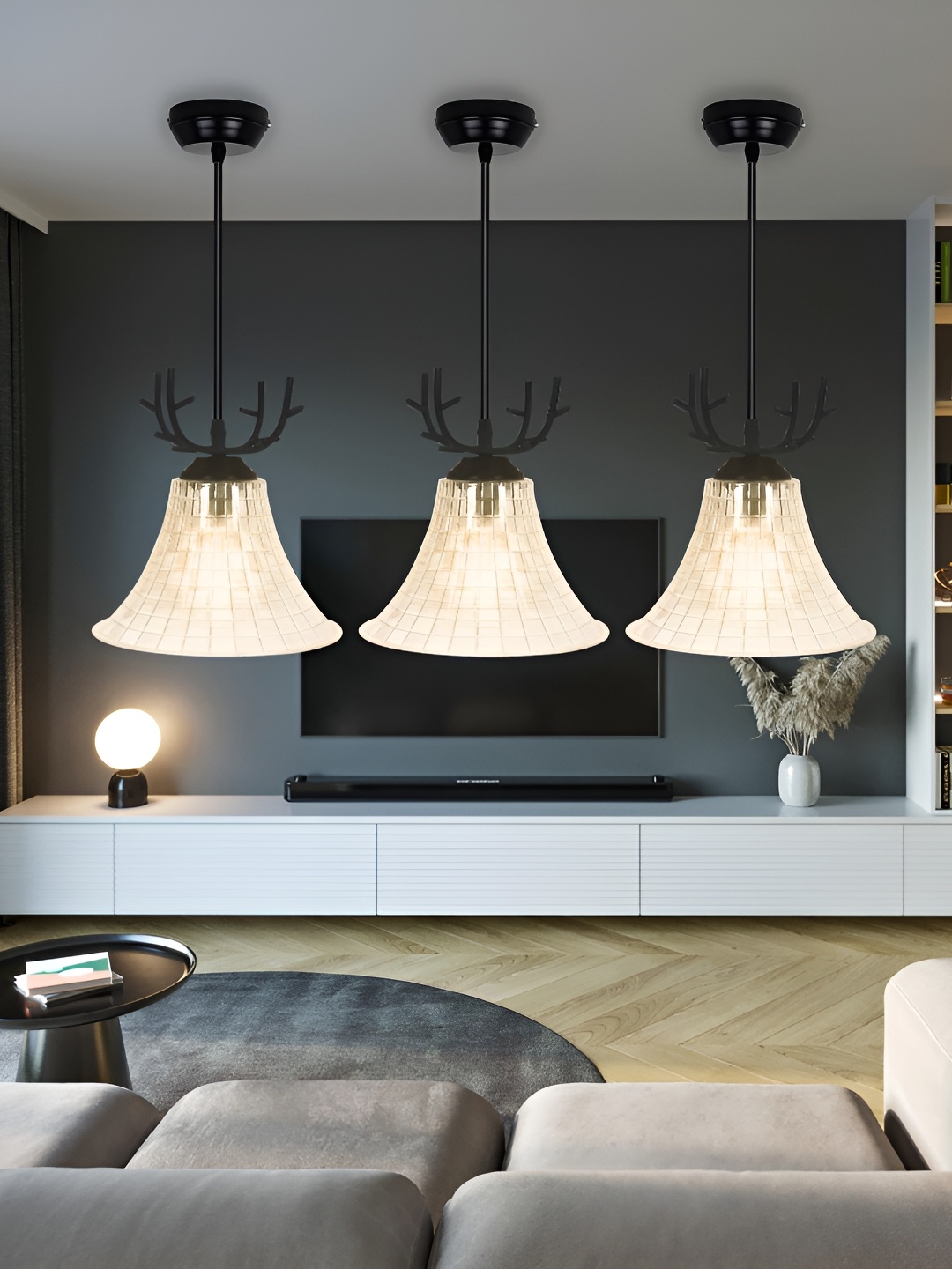 

GAUVIK Transparent & Black Glass Ceiling Lamp