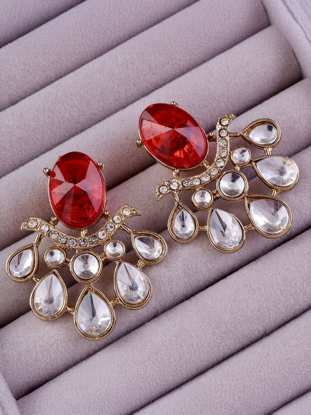 

SHONA'S STYLE Floral Studs Earrings, Red