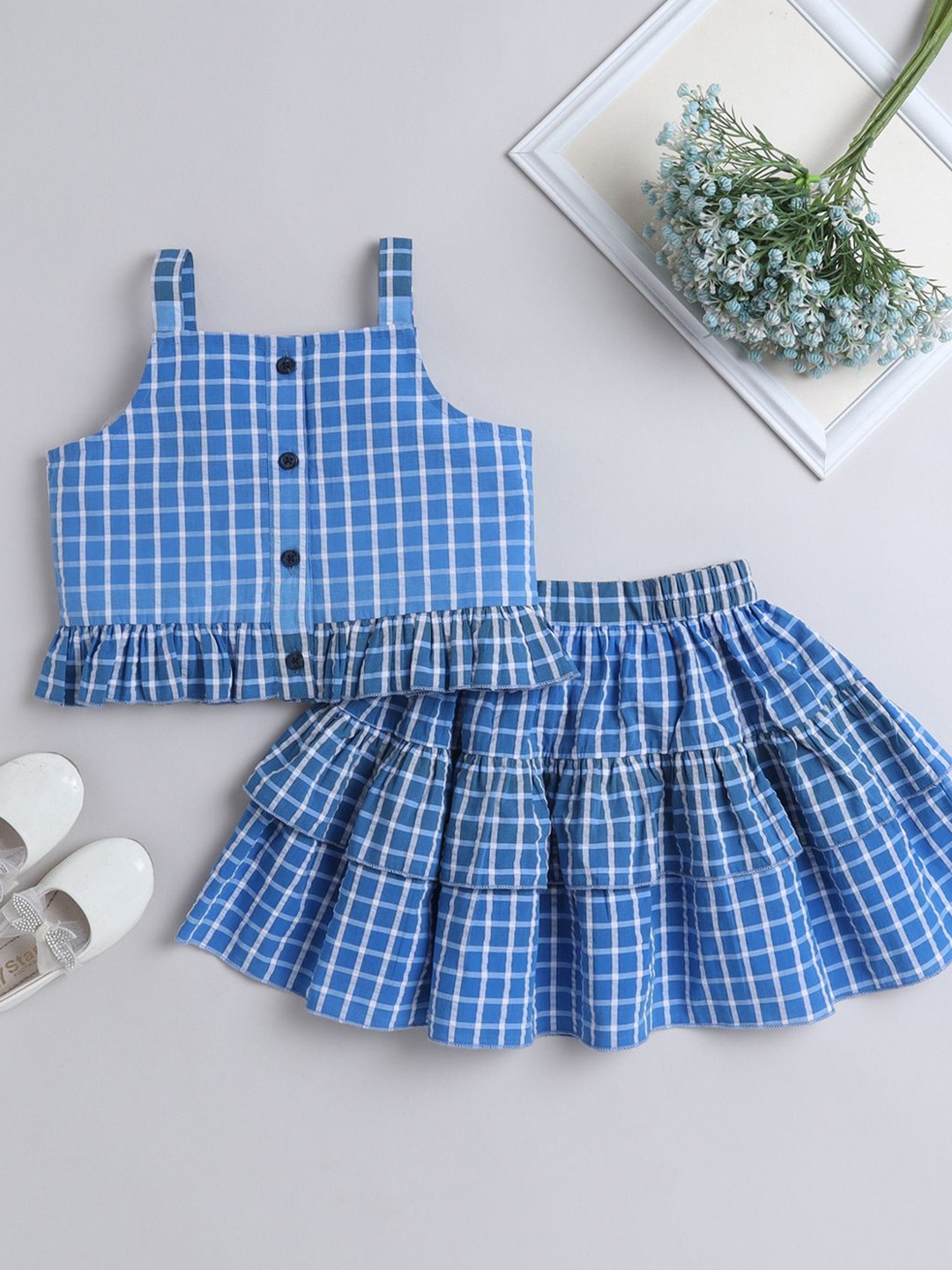 

AWW HUNNIE Checked Fit & Flare Dress, Blue