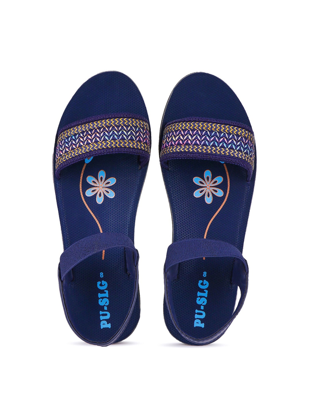 

PENNEN Printed Slip-On Sandals With Bow Detail, Blue