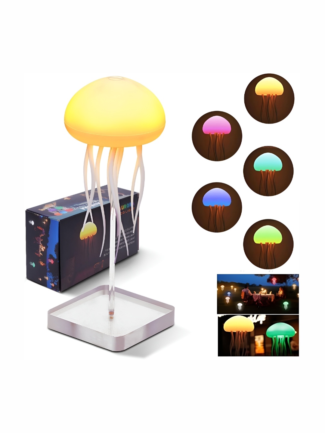 

XERGY LED Cute Jellyfish Night Light, Voice Control Light, Rechargeable, White