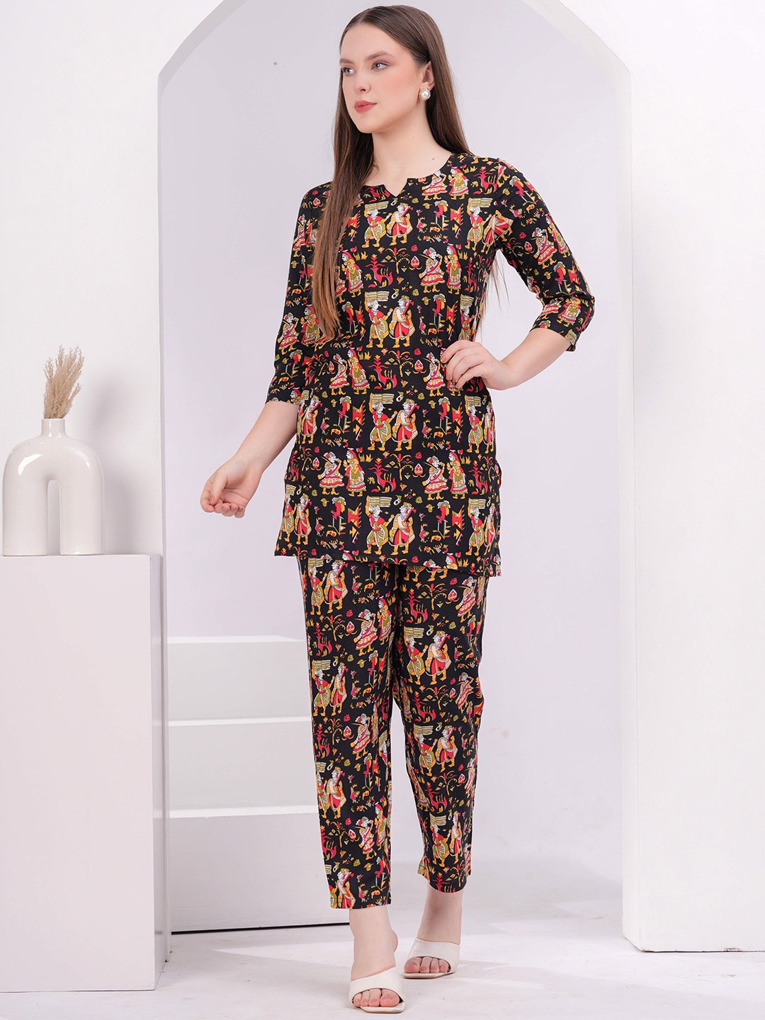 

Aktasa Printed Tunic With Trouser Co-Ords, Black