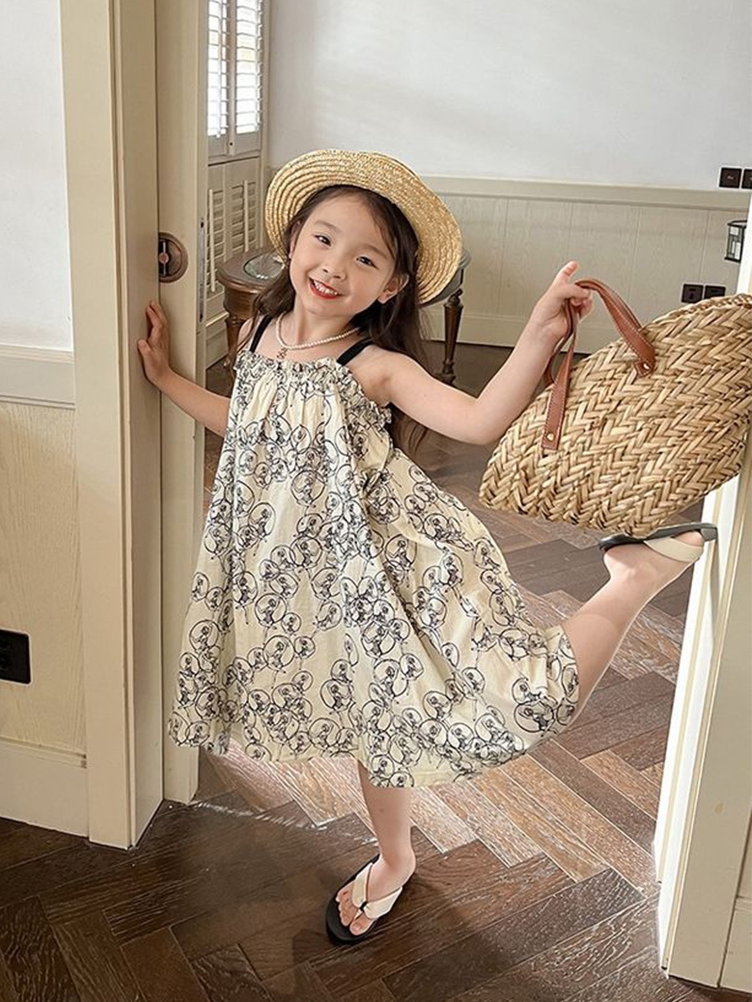 

LULU & SKY Floral Print A-Line Dress, Beige