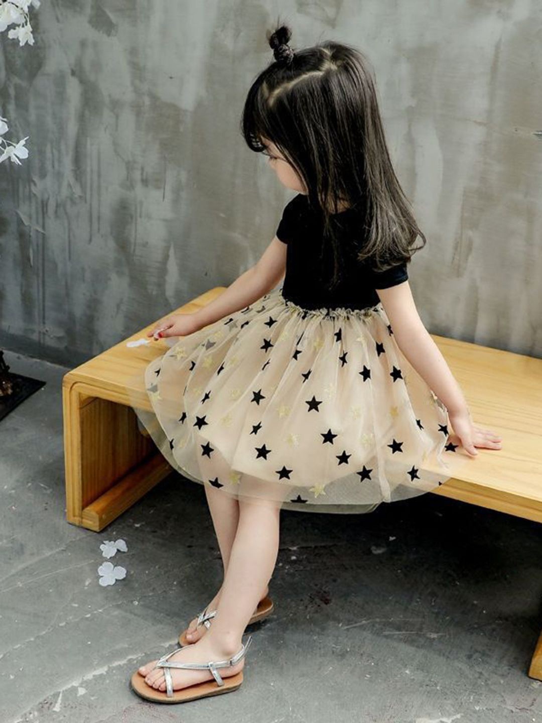

YK Print Fit & Flare Dress, Black