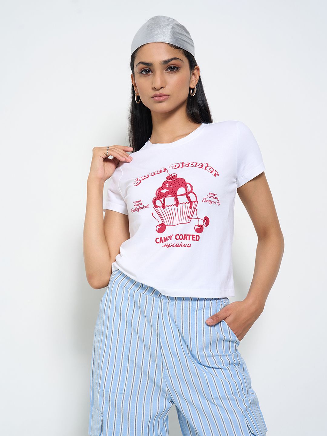 

SF JEANS by Pantaloons Cotton short Top, Blue