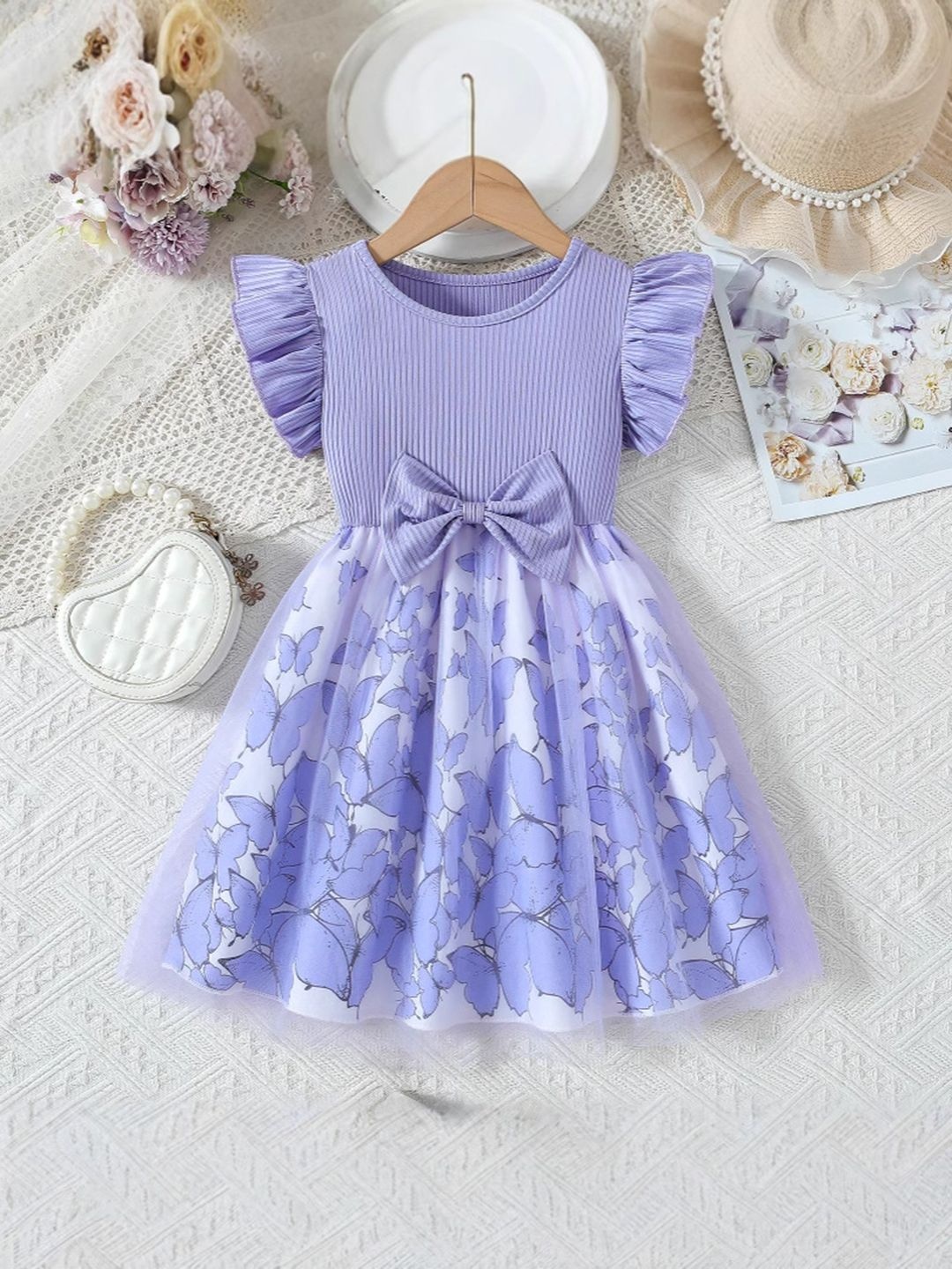 

YK Floral Fit & Flare Dress, Purple