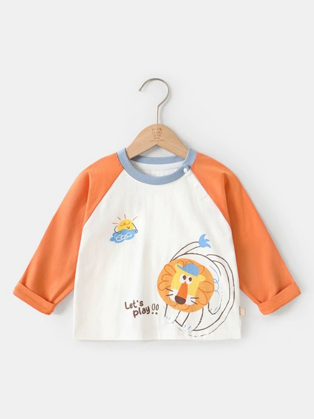 

LULU & SKY Boys Printed Organic Cotton Applique T-shirt, Orange