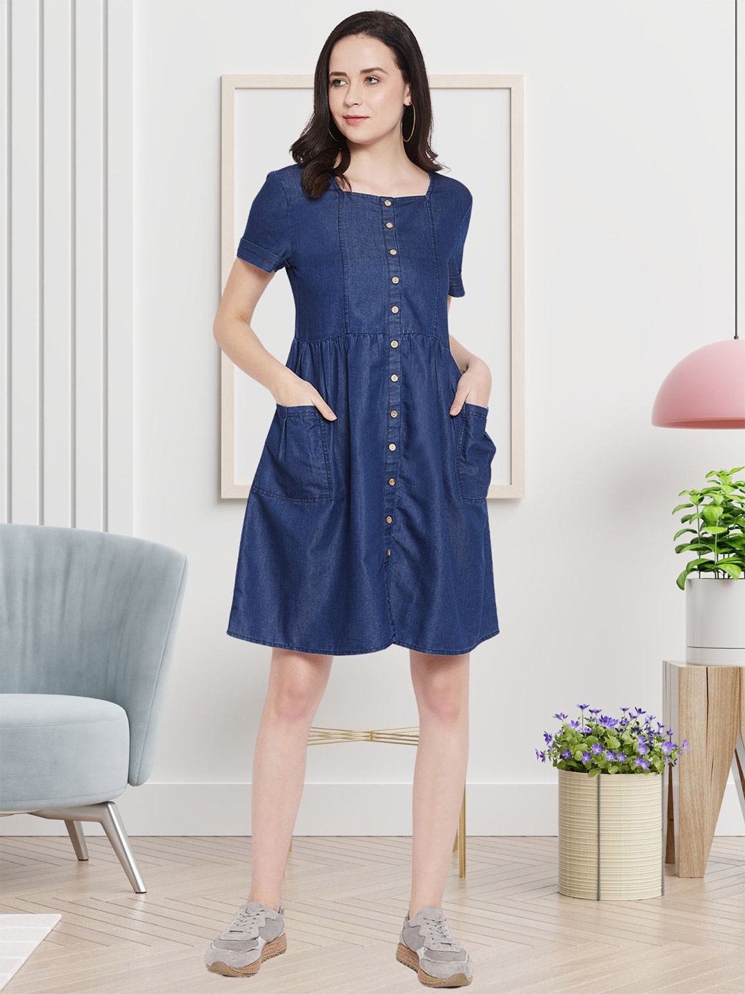 

DressBerry Denim A-Line Dress, Blue