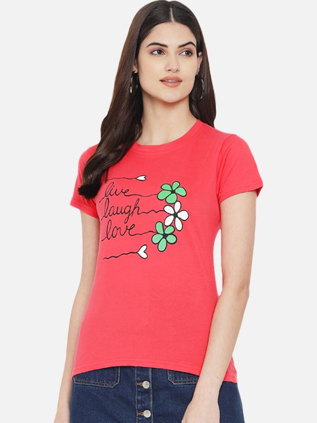 

Dreambe Women Typography Printed T-shirt, Pink