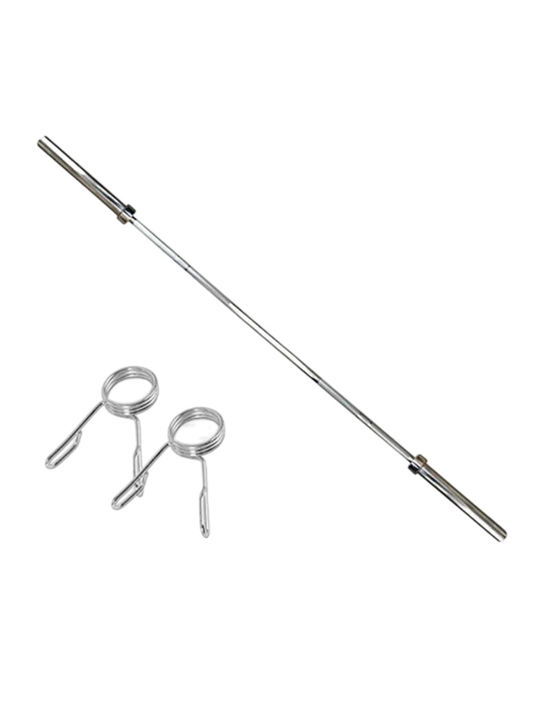 

FIREFLY Textured Fire Fly Olympic Straight Barbell Rod With Collars, Silver