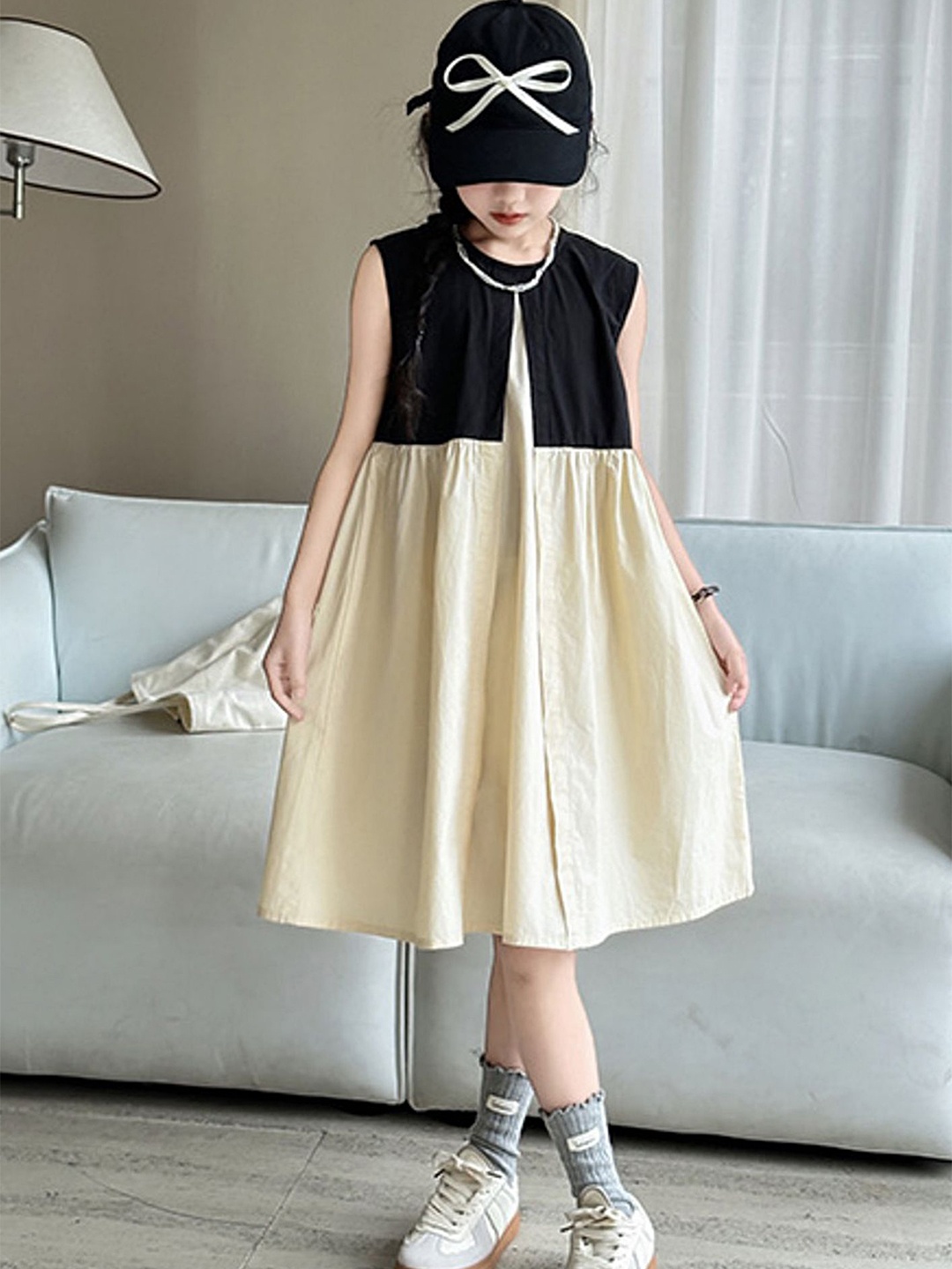 

LULU & SKY Colourblocked A-Line Dress, Beige