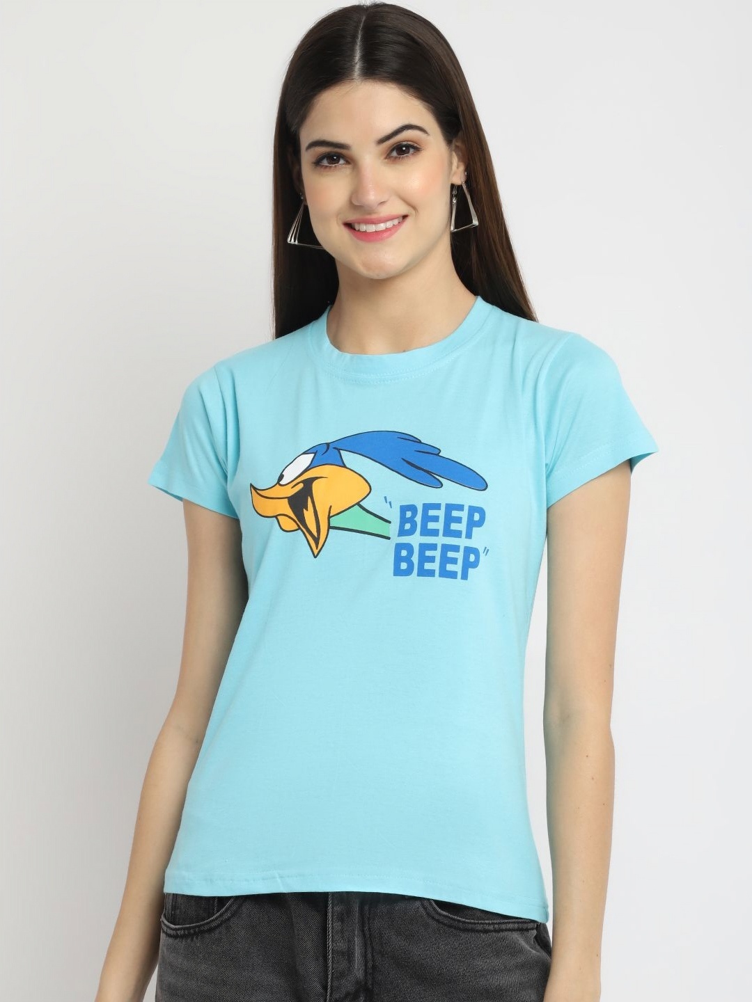 

Dreambe Women Typography Printed T-shirt, Blue