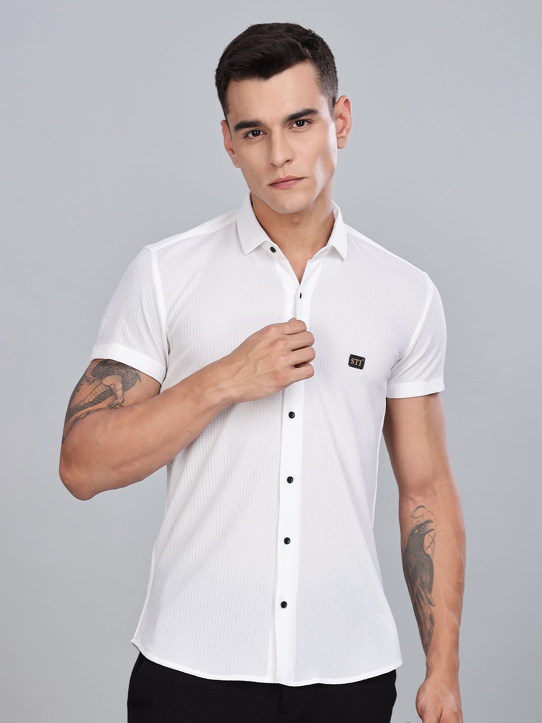 

STI Men Classic Opaque Party Shirt, White