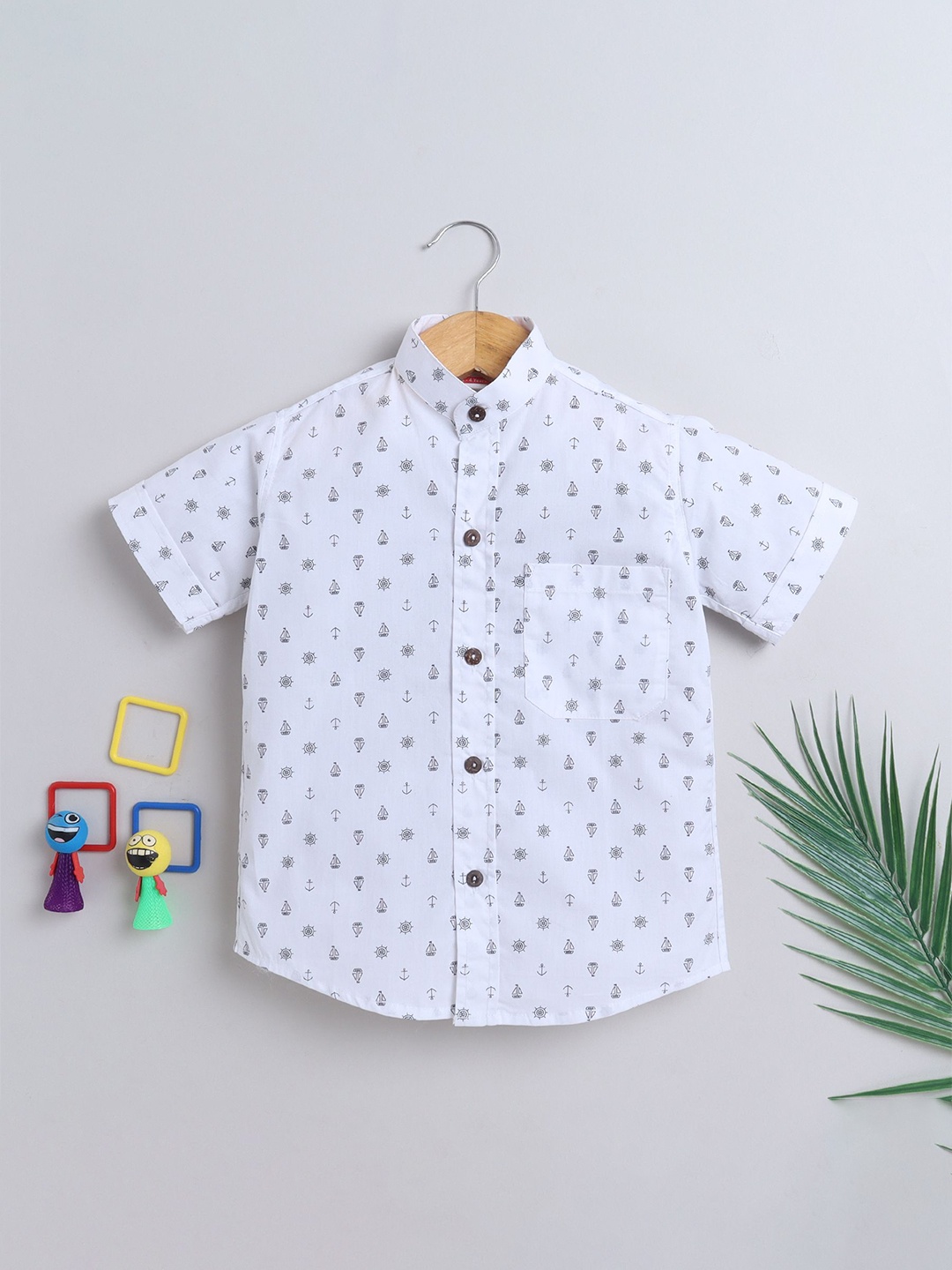 

BAATCHEET Boys Opaque Printed Party Shirt, White
