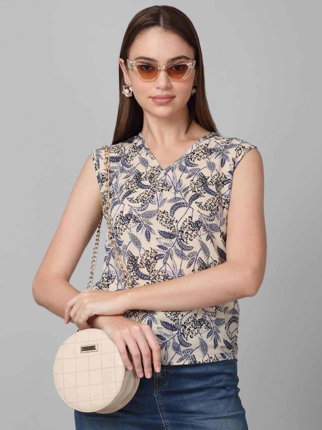 

SZN Floral Print Top, Off white