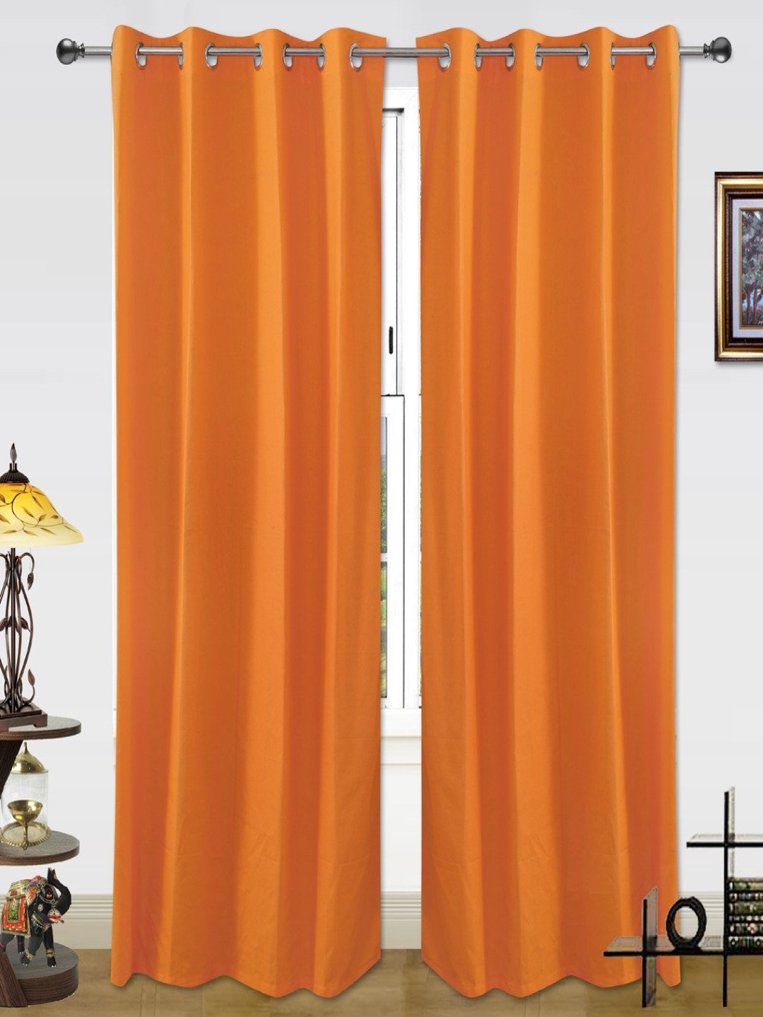 

Dekor World Orange Set of 2 Long Door Curtain