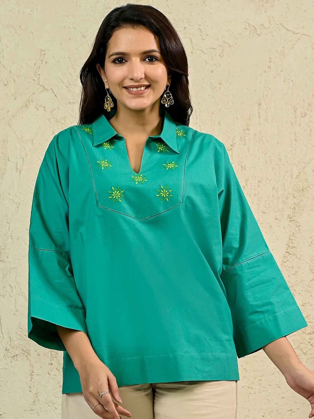 

INAAYA JAIPUR Cotton Top, Green