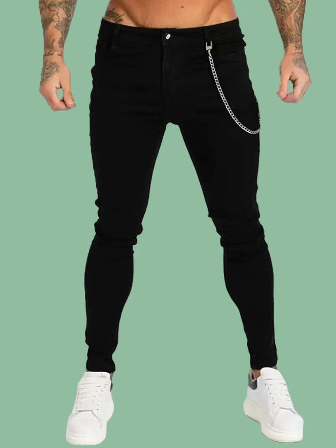

COMFITS Men Classic Slash Knee Stretchable Jeans, Black
