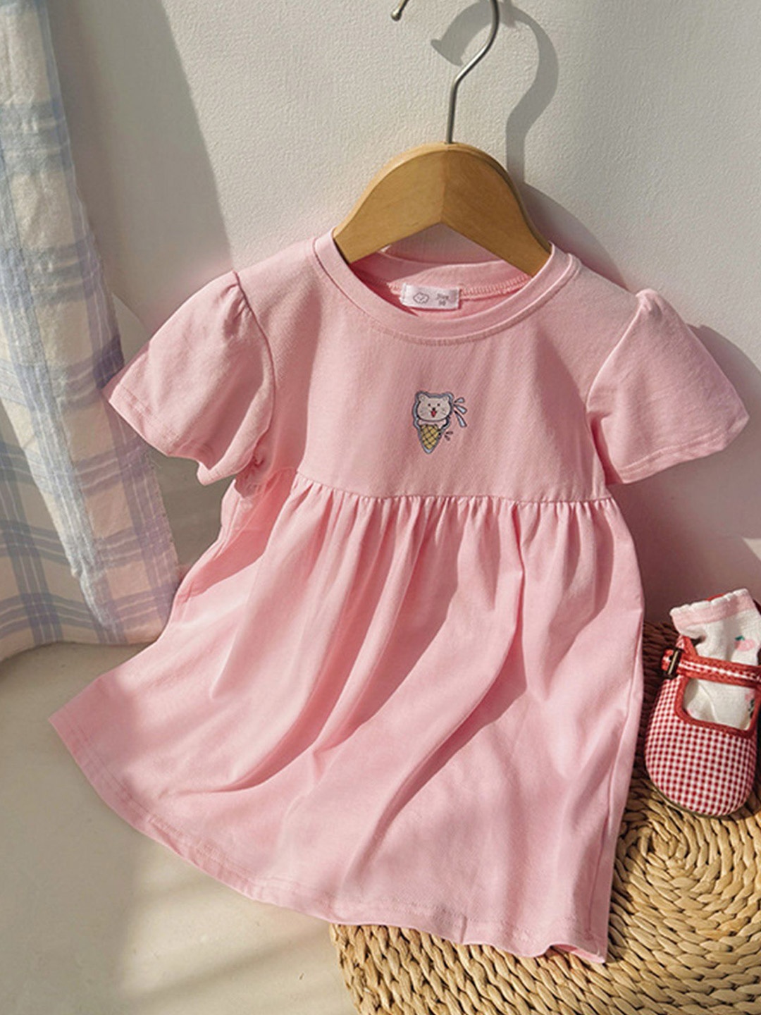 

LULU & SKY Flared Sleeve Fit & Flare Dress, Pink