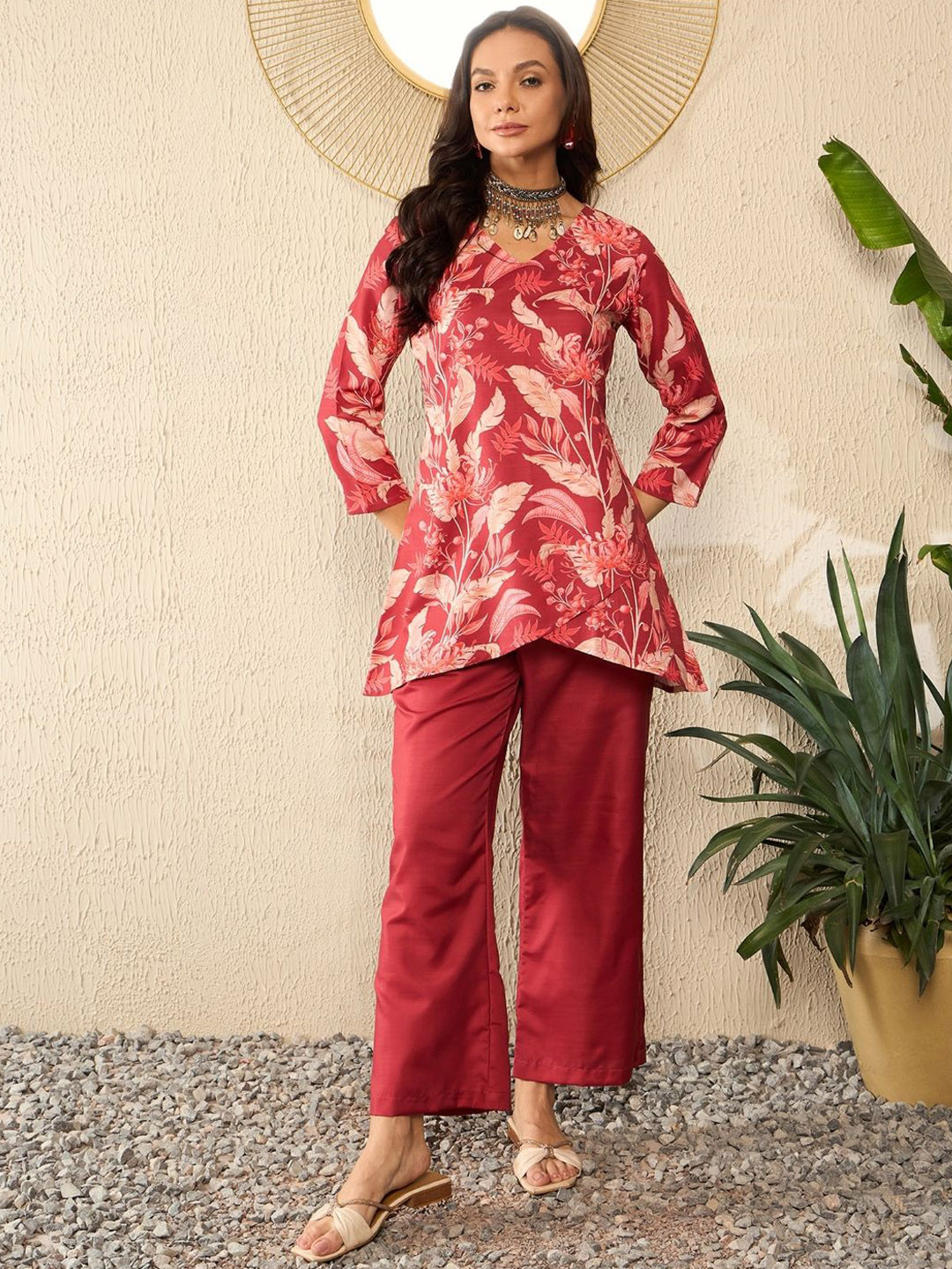 

AHIKA Printed Tunic With Trouser Co-Ords, Red