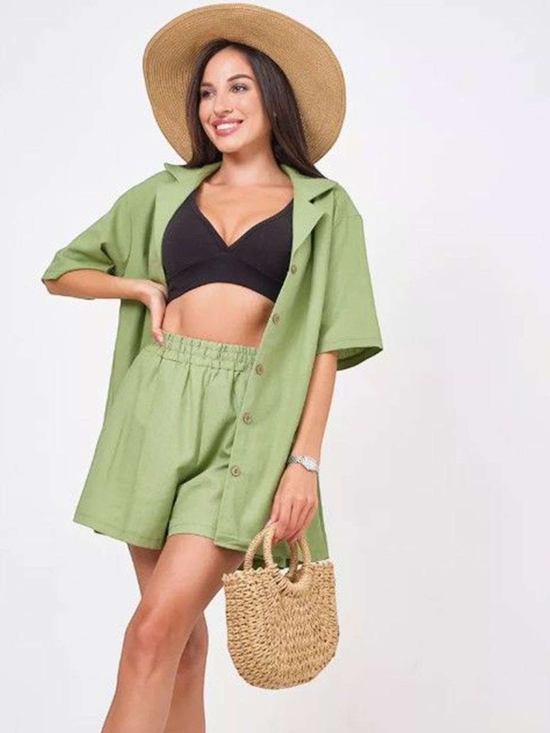 

Bella Babe by SK Women Pure Cotton Half Sleeve Co-Ords Set, Sea green