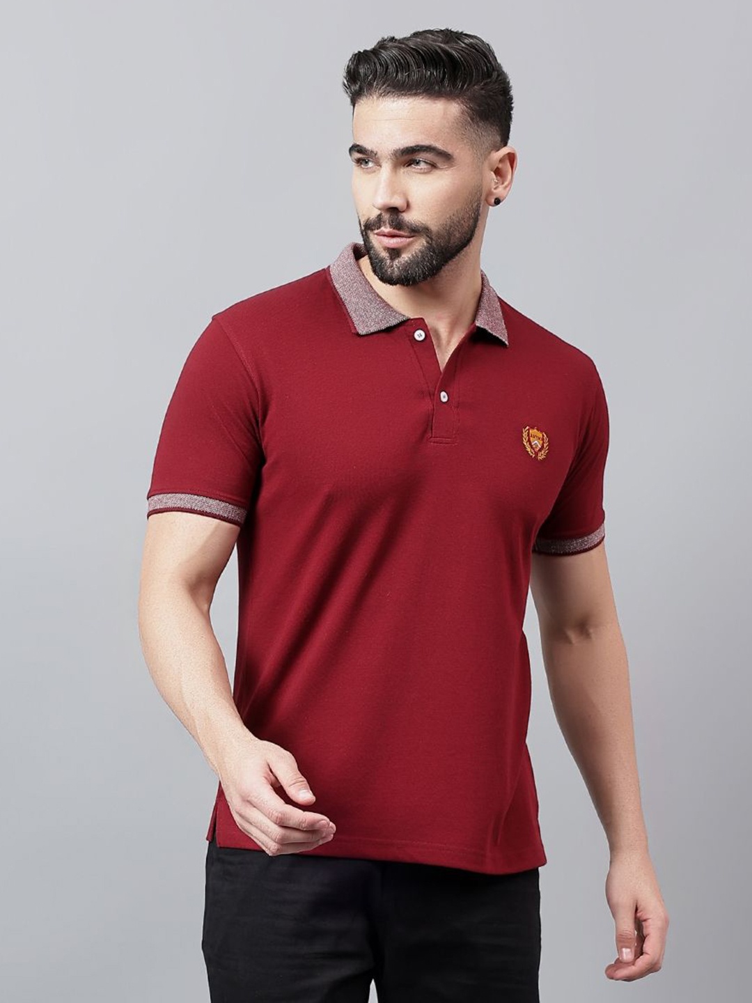 

ALAKH HUB Men Polo Collar Pockets T-shirt, Maroon