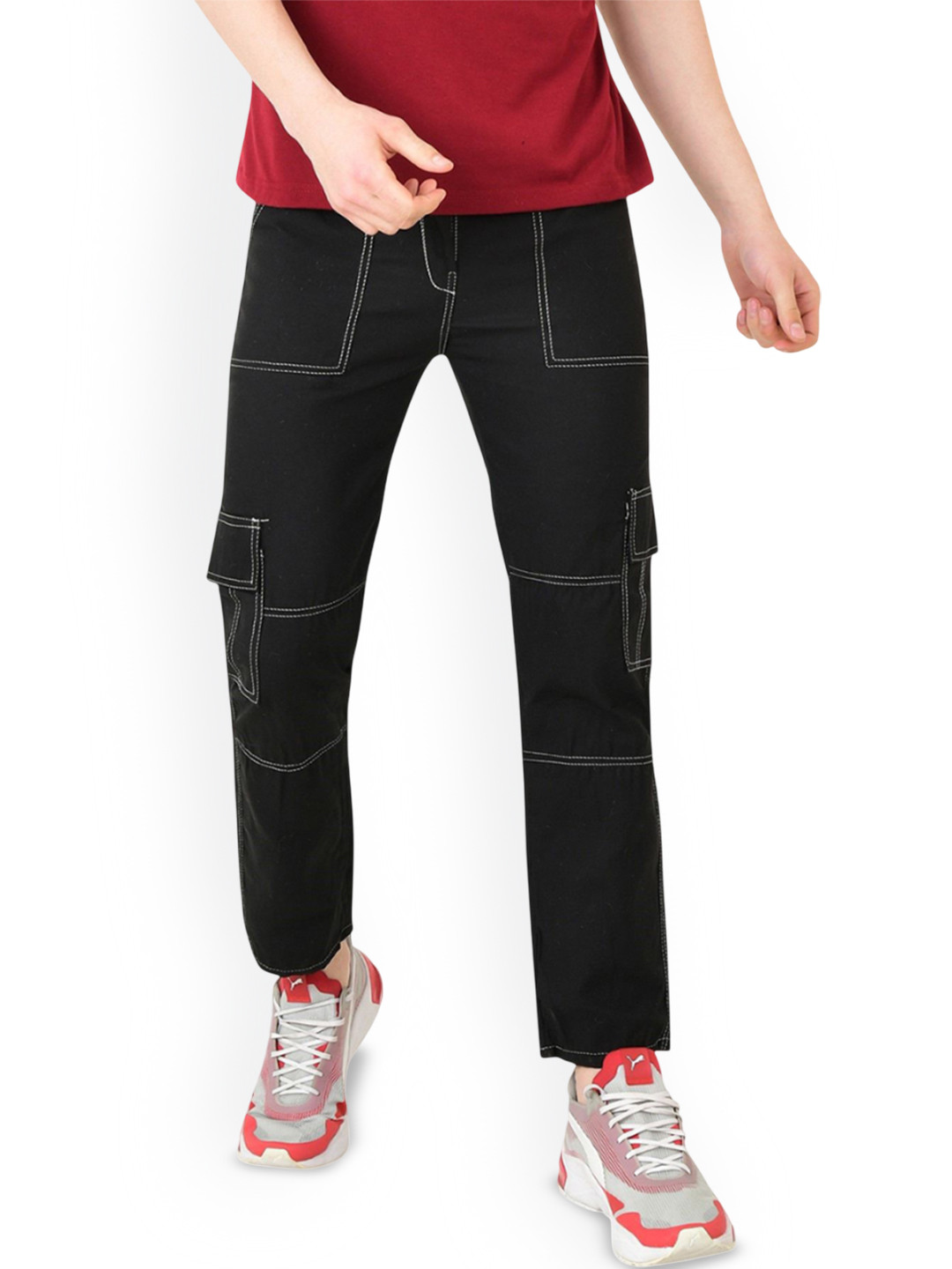 

COMFITS Men Classic Low Distress Stretchable Jeans, Black