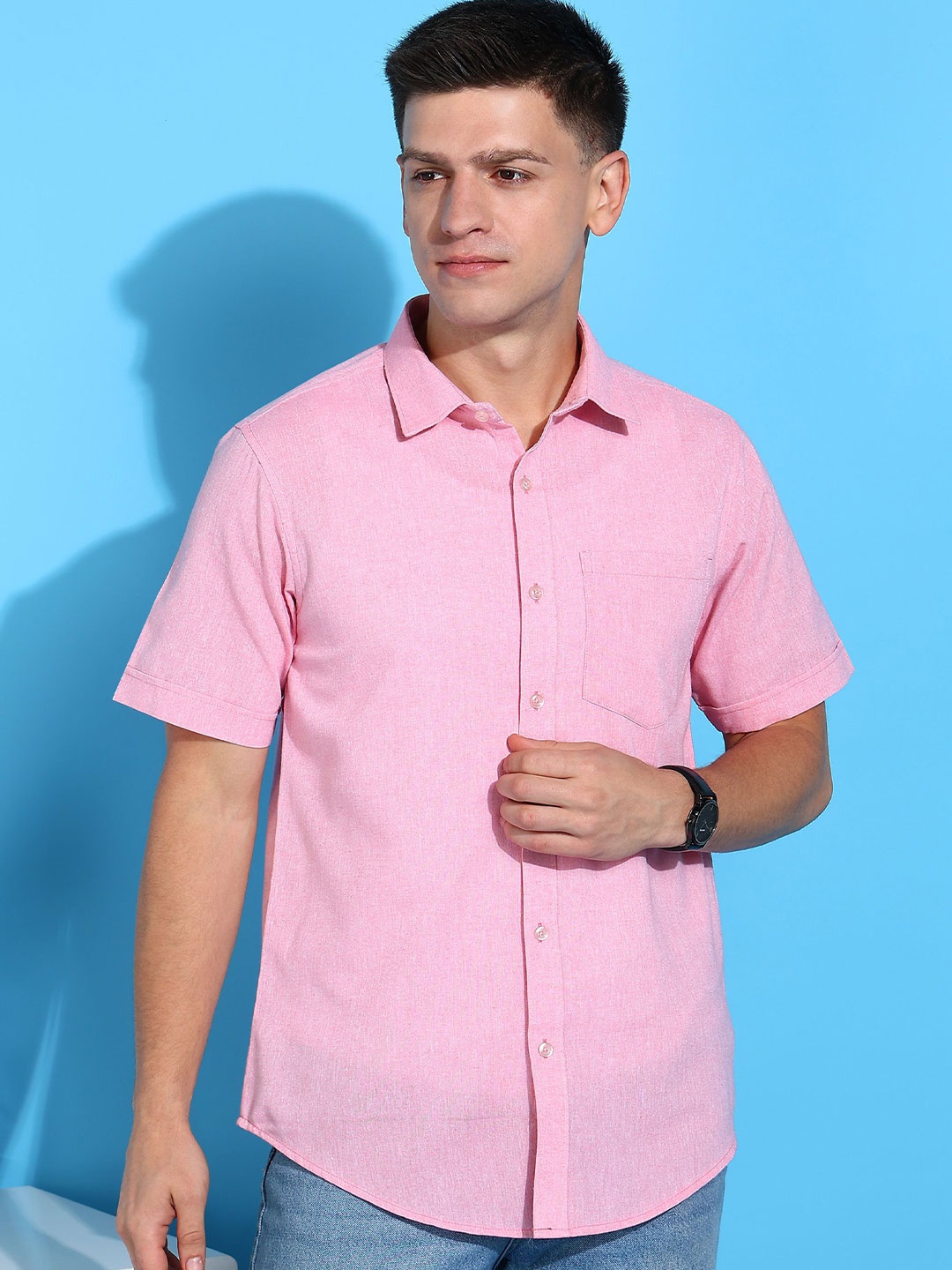 

Moda Rapido Men Classic Opaque Casual Shirt, Pink