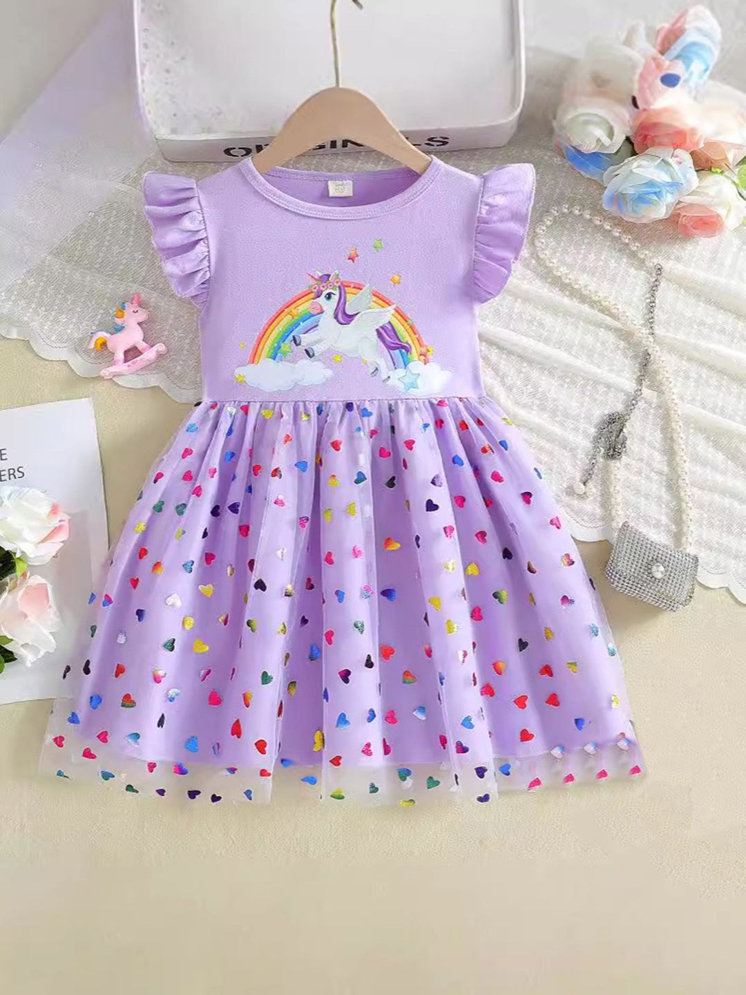 

YK Polka Dot Print Fit & Flare Dress, Blue