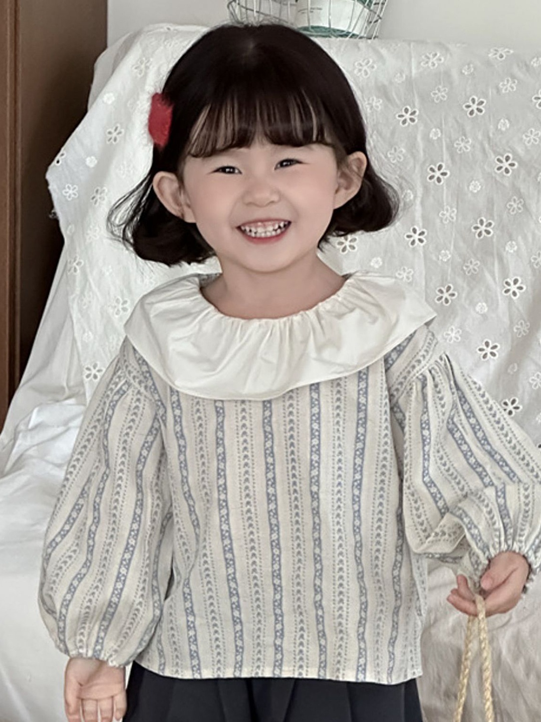 

LULU & SKY Puff Sleeve Cotton Top, White