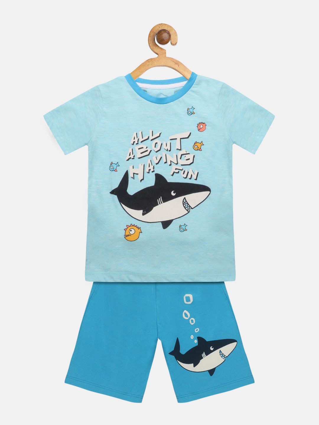 

YK Boys Printed T-shirt with Shorts, Blue
