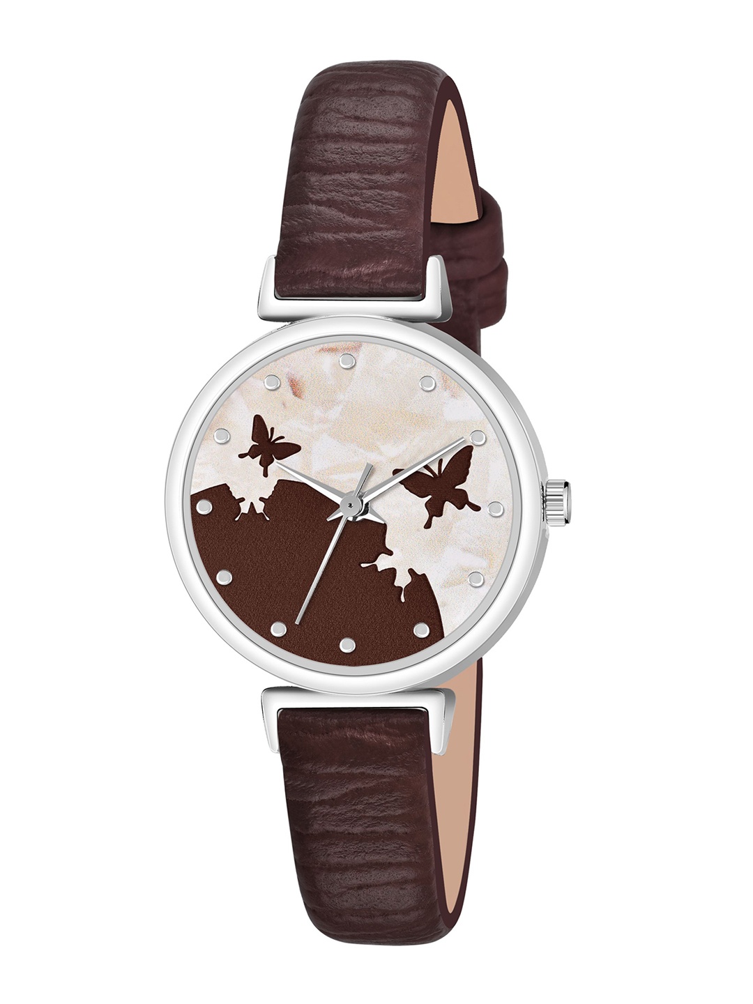 

THE SHOPOHOLIC Women Printed Dial & Leather Straps Analogue Watch AB64-BROWN