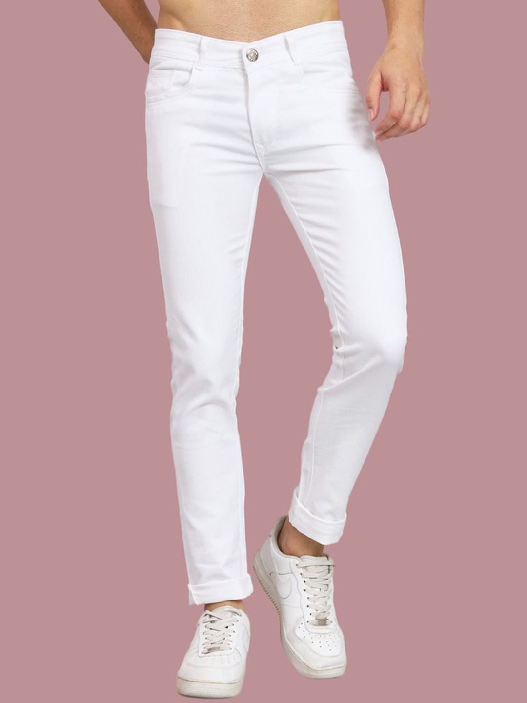 

COMFITS Men Classic Highly Distressed Stretchable Jeans, White