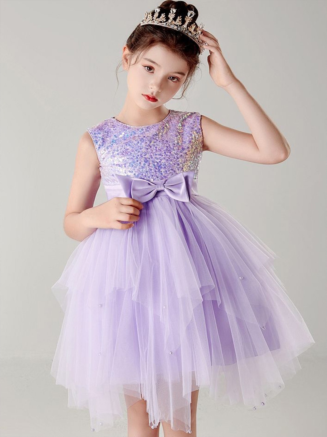 

LULU & SKY Embellished Fit & Flare Dress, Purple
