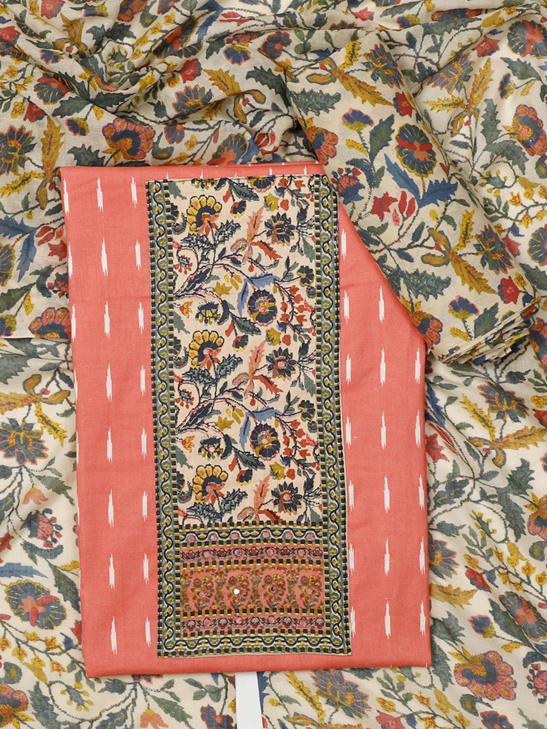 

SALWAR STUDIO Printed Pure Cotton Unstitched Dress Material, Orange