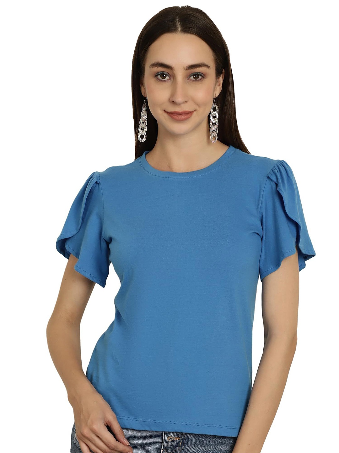 

SZN Flutter Sleeve Top, Blue