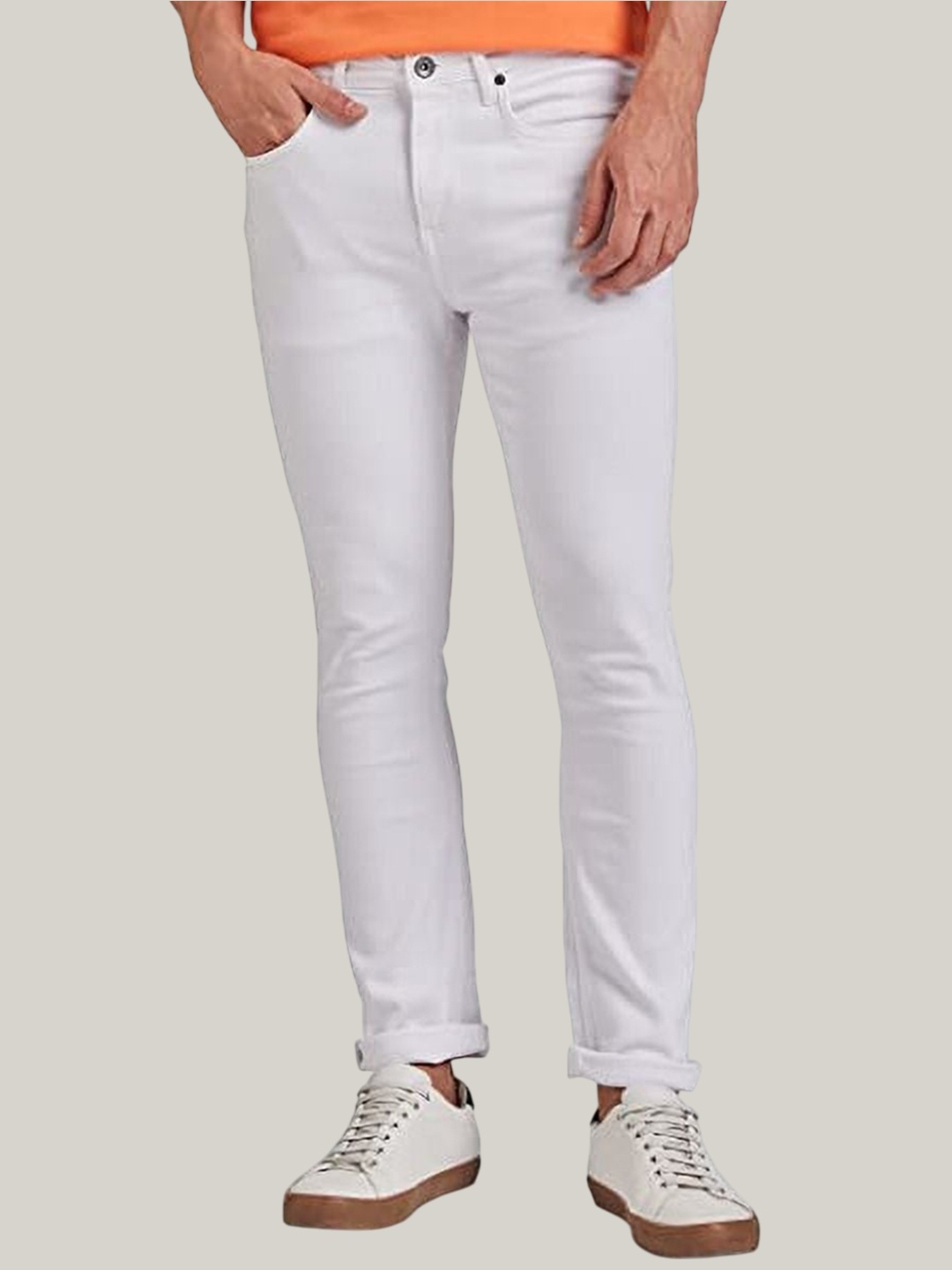 

COMFITS Men Classic Slash Knee Stretchable Jeans, White