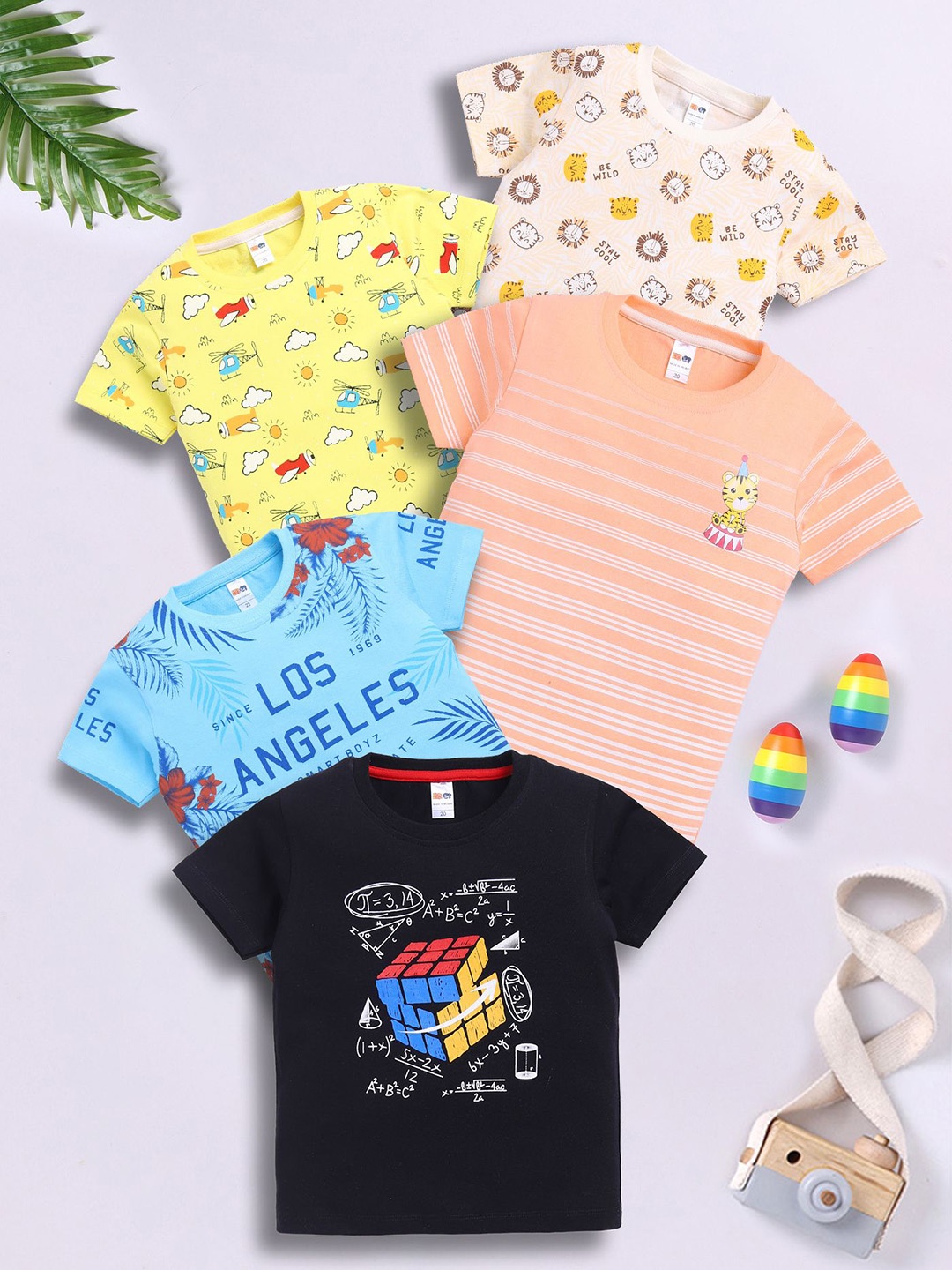 

LITTLE NINJA Boys 5 Printed Applique T-shirt, Multi