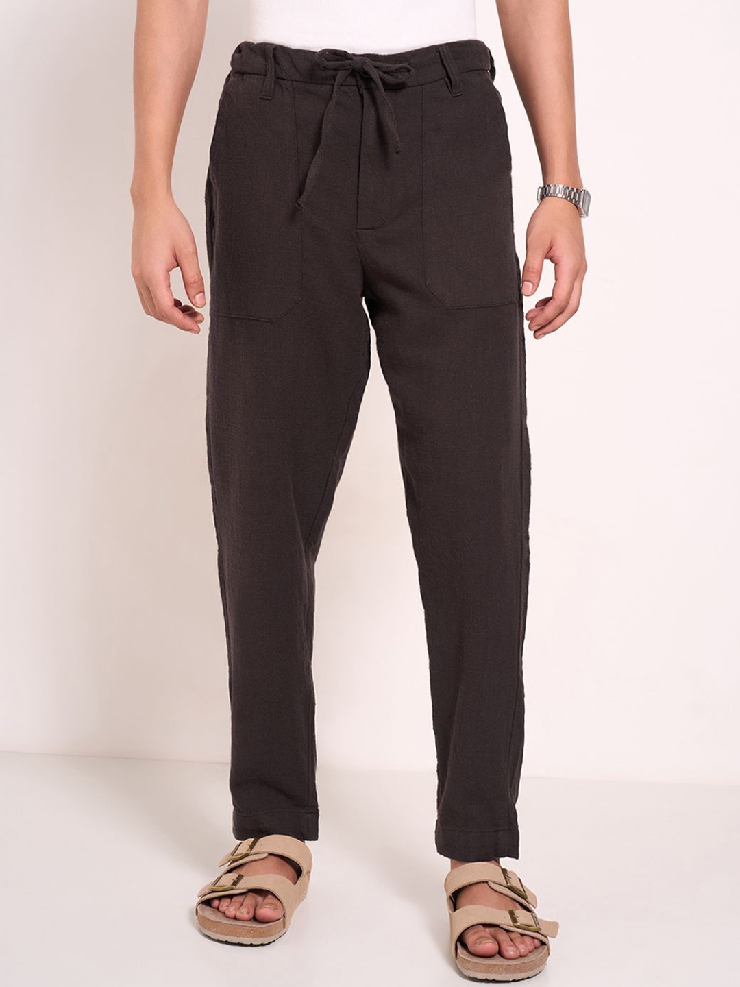 

7 Alt by Pantaloons Men Slim Fit Trousers, Brown