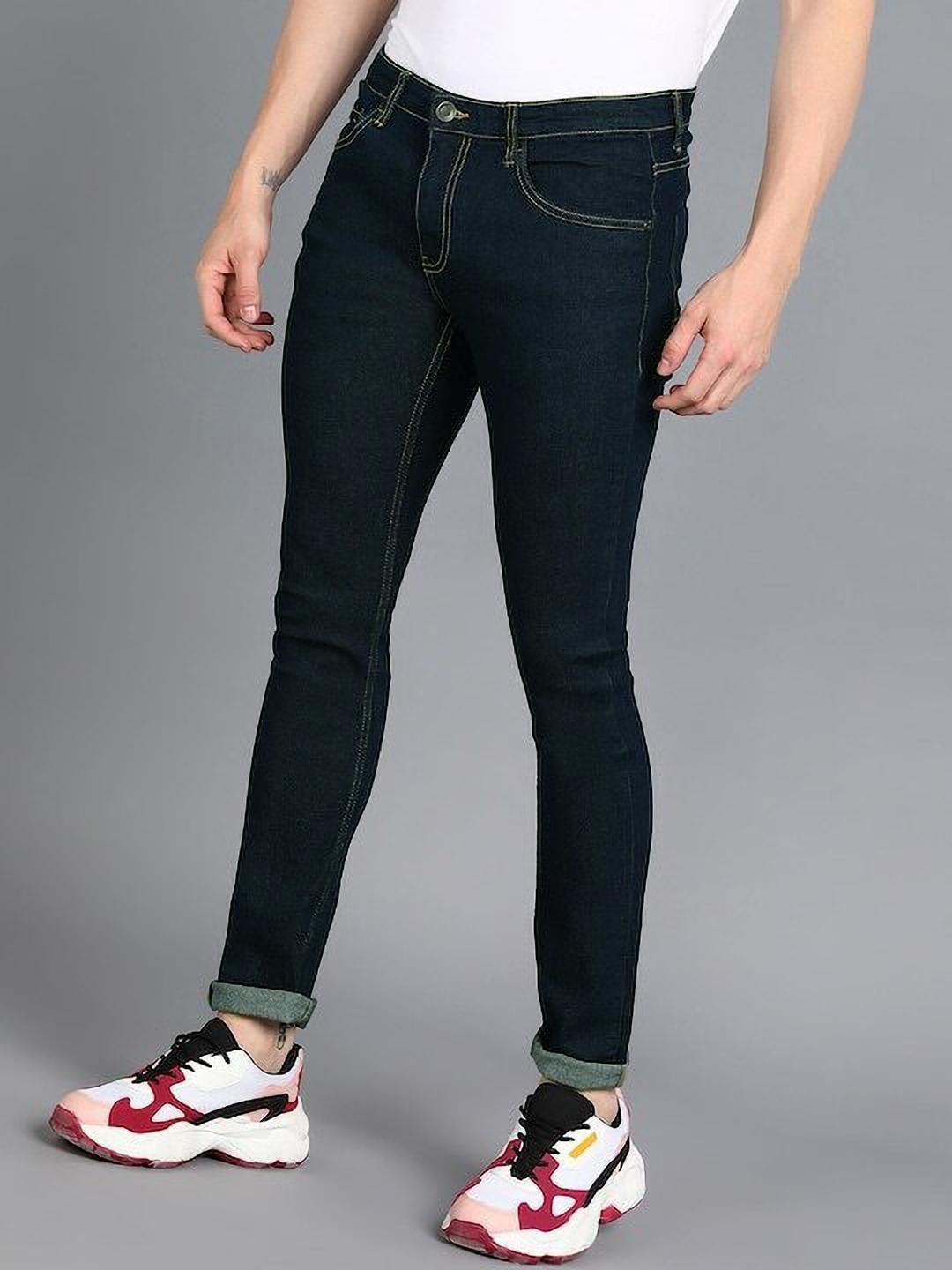 

fineblu Men Slim Fit Slash Knee Stretchable Jeans, Green