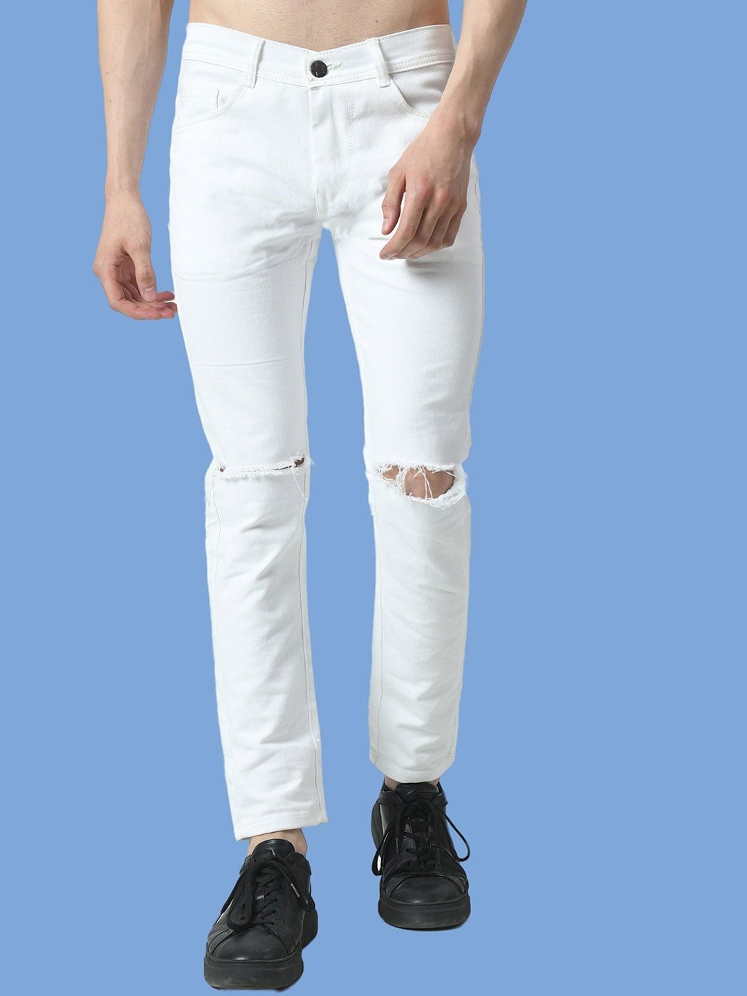 

COMFITS Men Classic Slash Knee Stretchable Jeans, White