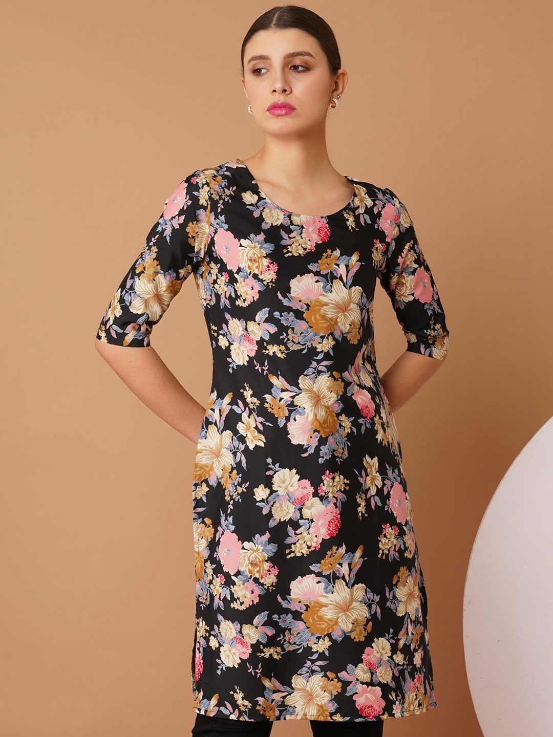 

Moda Rapido Floral Printed Kurti, Black