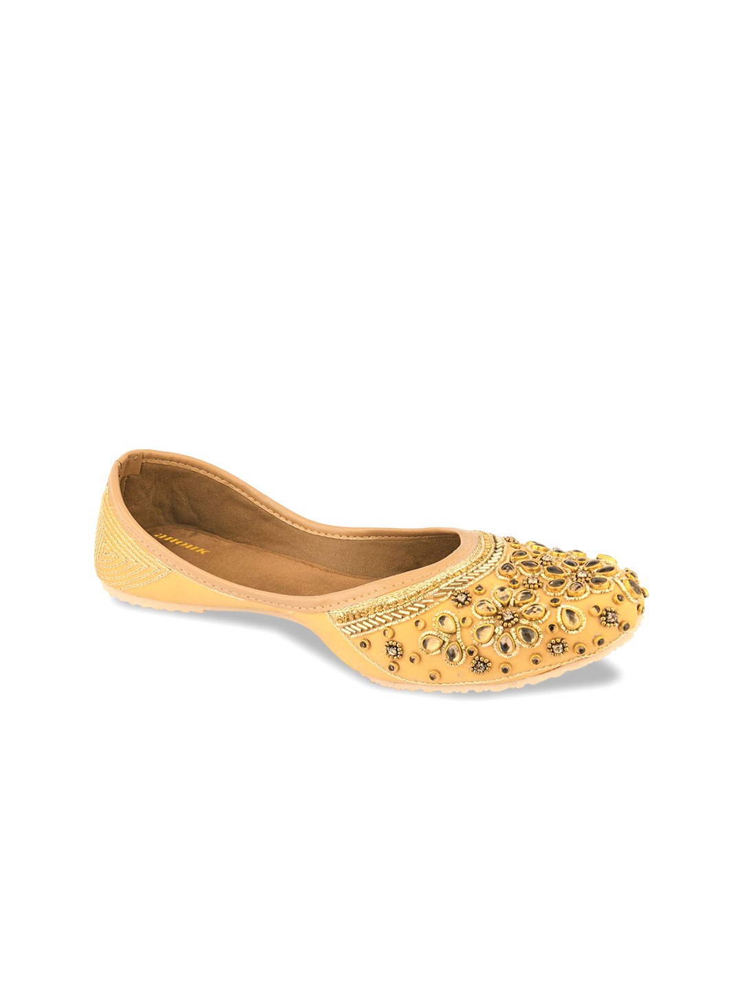 

Anouk Women Embellished Ethnic Mojaris Flats, Gold