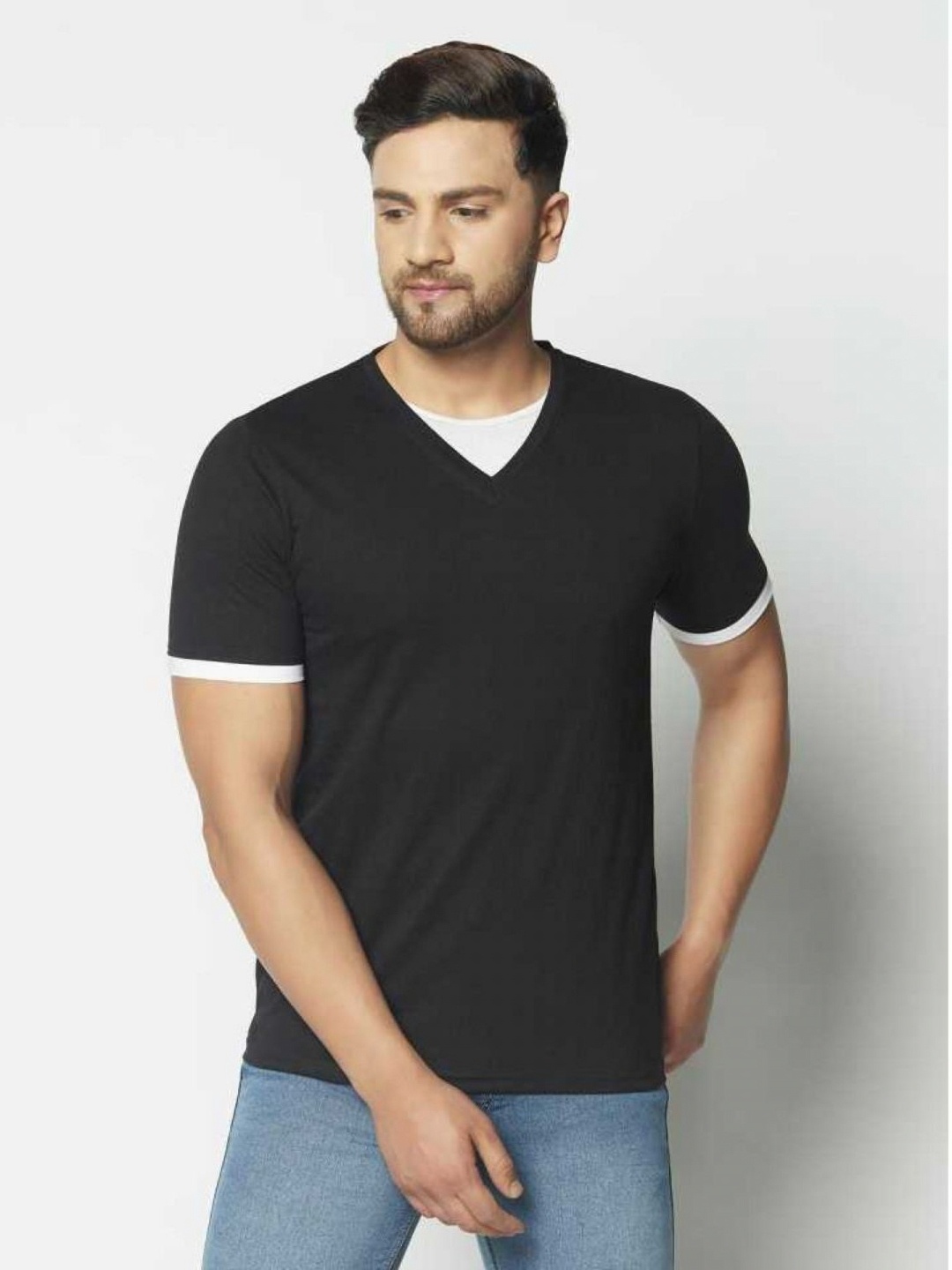 

Unicus Apparel Men V-Neck Raw Edge T-shirt, Multi