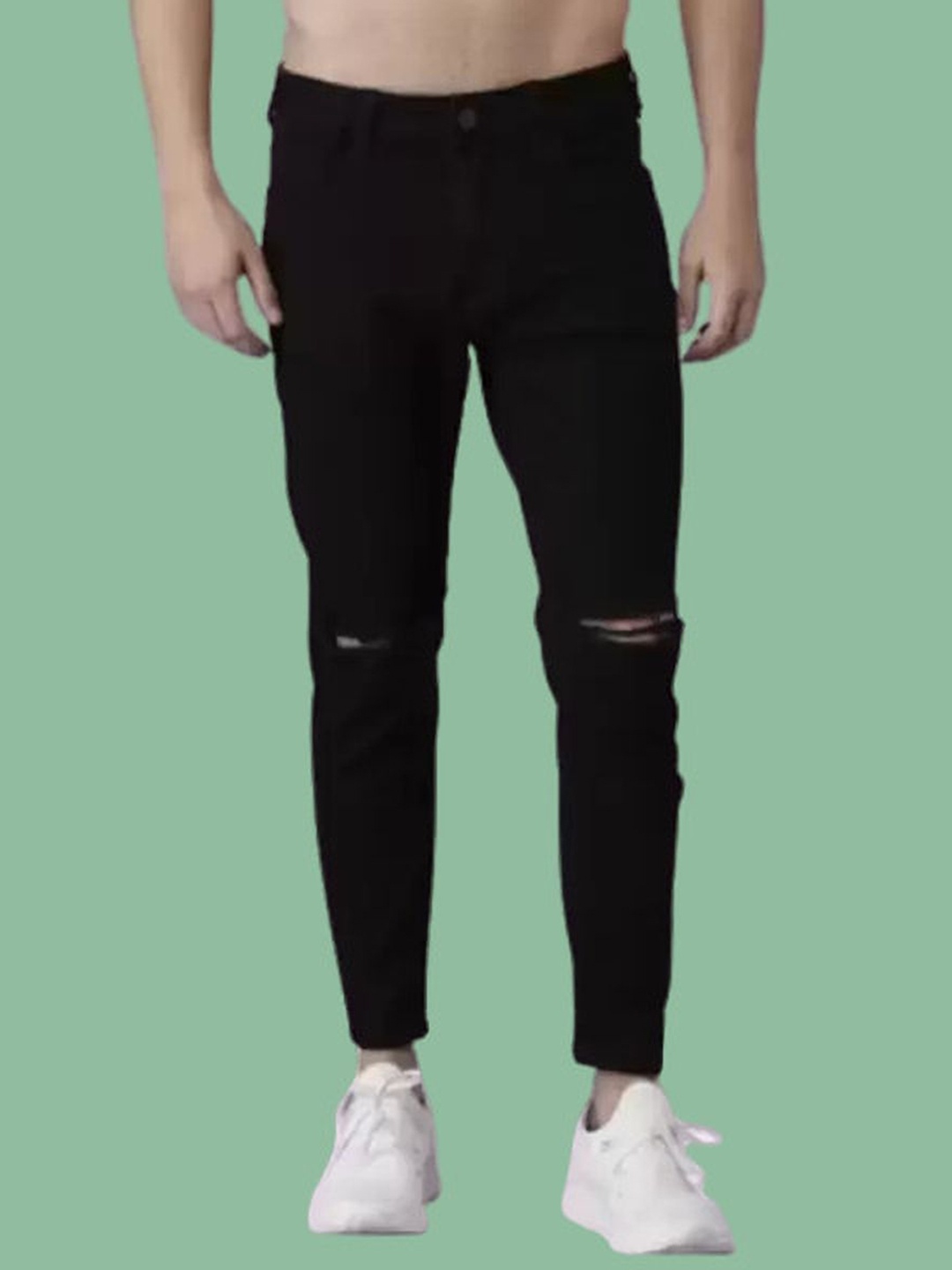 

COMFITS Men Classic Slash Knee Stretchable Jeans, Black