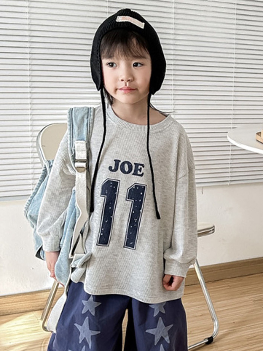 

LULU & SKY Kids Striped Hooded Pockets T-shirt, Grey